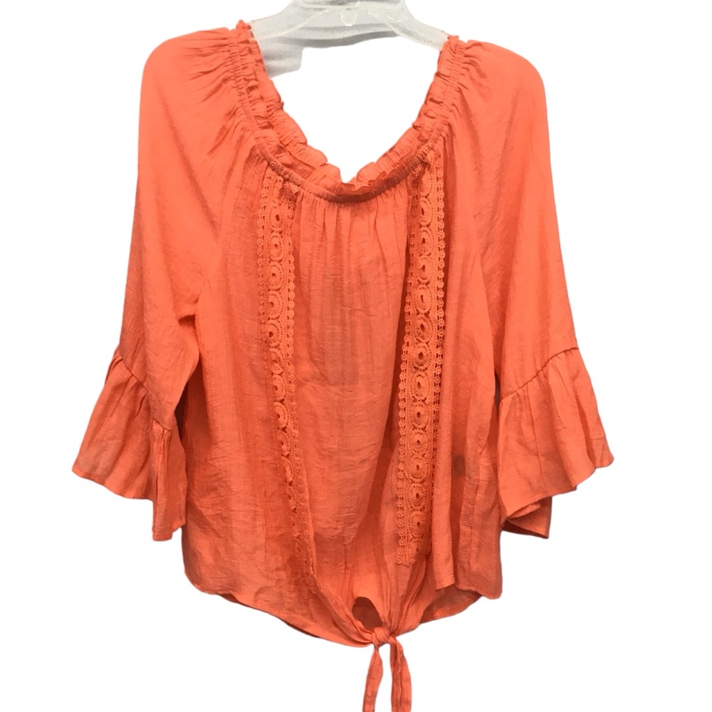 Unique Spectrum NWT Orange Gauze Boho Tie Hem Blouse Size 1X